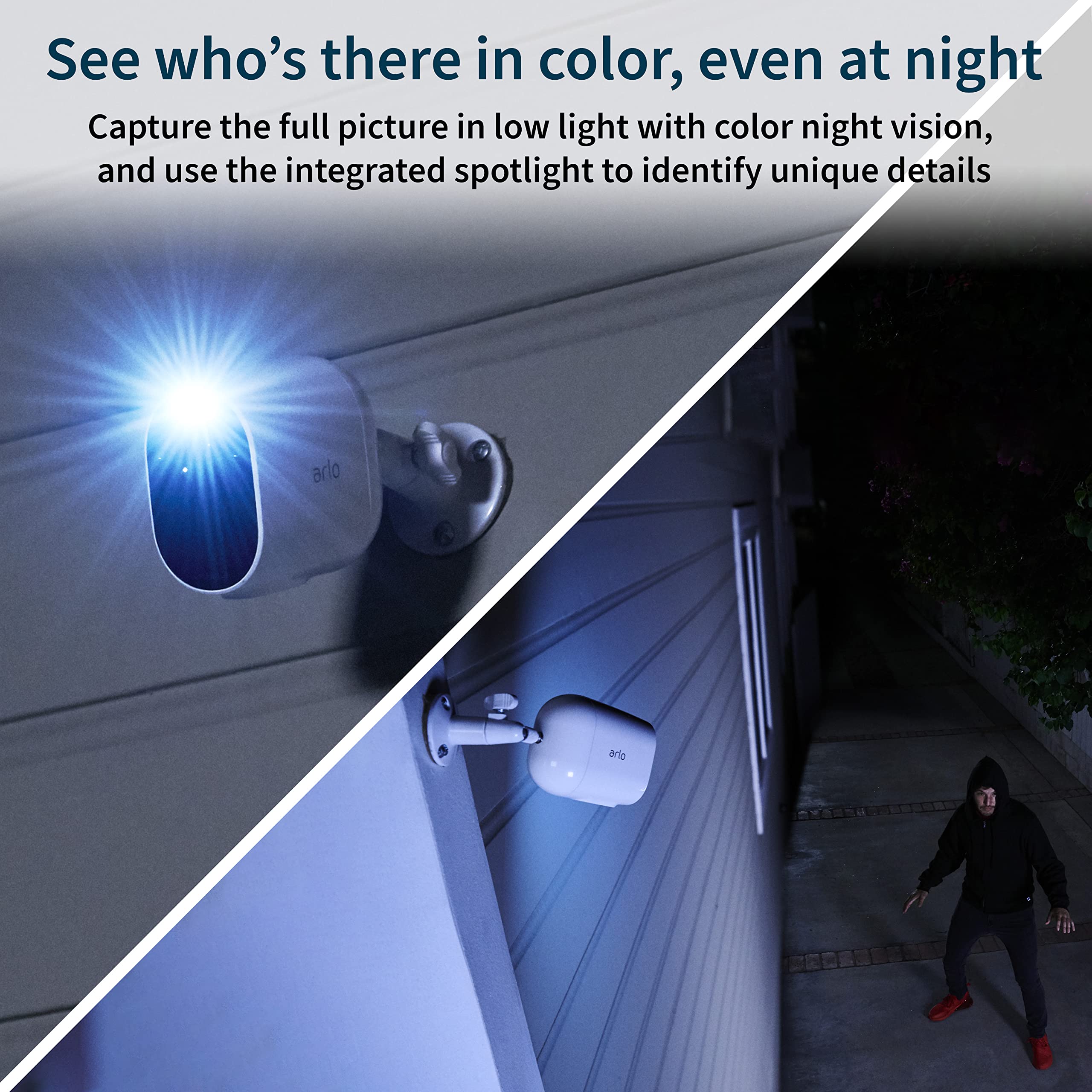 Arlo Essential Spotlight Camera - 2 Count (Pack of 1) - Wireless Security, 1080p Video, Color Night Vision, 2 Way Audio, Wire-Free, Direct to WiFi No Hub Needed, Compatible with Alexa, White, VMC2230