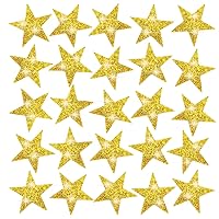 30pcs Star Iron on Patches Star Appliques Rhinestone Glitter Shiny Star Patches Appliques Star Patches Iron On Applique Hot Glue Rhinestone Stars for Clothing Jeans Repair Decoration(Gold,1.6inch)