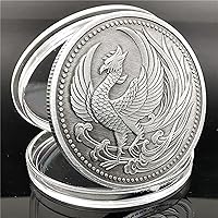 God Beast Phoenix Commemorative Coin Medal Badge Coin Phoenix Commemorative Coin Retro Silver Coin