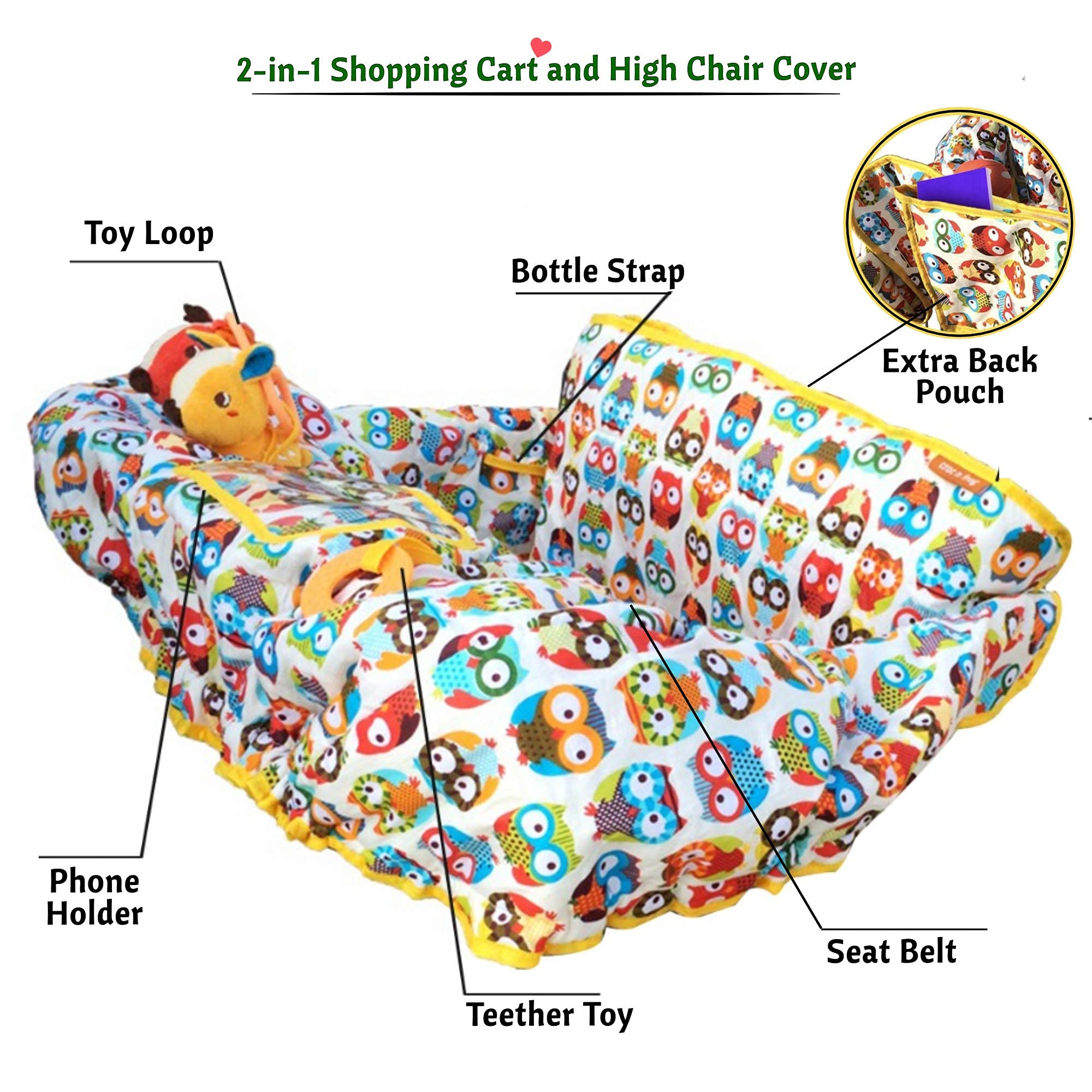 Premium Shopping Cart Cover for Baby - Universal Fit - Comfort, Safety Hygiene for Your Baby During Shopping - Ideal for Grocery Carts and High Chairs - Machine Washable - Perfect Baby Shower Gift!