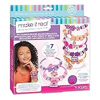 Make It Real: DIY Fashion Beaded Bangle Bracelets - Create 7 Bracelets, 71pcs All-in-1 Jewelry Kit, Purple-Pink-Orange, Crafts, Girls & Kids Ages 8+
