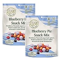 Generic Nice Blueberry Pie Snack Trail Nut Mix Blueberry Yogurt Pieces, Dried Cranberries, Butter Toffee Almonds and Dried Blueberries (2 Bags 7 oz Each SimplyComplete Bundle) Resealable Zip Bag