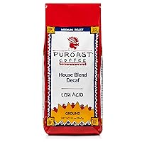 Puroast Coffee Low Acid Ground Coffee, Decaf House Blend, 12 Ounce Bag (Pack of 2)