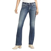 Silver Jeans Co. Women's Suki Mid Rise Curvy Fit Bootcut Jeans, Med Wash CVS383