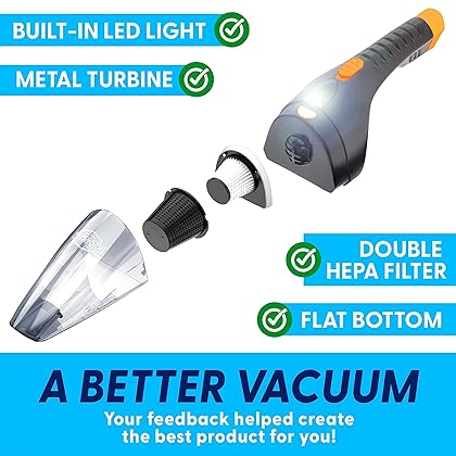 ThisWorx Car Vacuum Cleaner 2.0 - Upgraded w/ LED Light, Double HEPA Filter, 110W High Suction Power