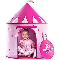 Princess Castle Play Tent with Glow in the Dark Stars Folds in Carrying Case Foldable Pop Up Pink Play Tent/House Toy for Indoor&Outdoor Use