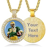 Custom4U Picture Necklace Personalized Photo for Men Women 18K Gold Plated/Black AAA CZ Angel Wings/Heart Medallion Customized Photo Memory Iced Out Pendant Chain 18-30 Inches,Hip Hop Jewelry+Gift Box