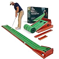 PERFECT PRACTICE (Improved) Putting Mat for Indoors - Indoor/Outdoor Putting Green with Ball Return, Realistic Surface Golf Putting Mat, Lay-Flat Technology
