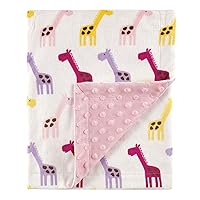Hudson Baby Unisex Baby Plush Mink Blanket, Pink Giraffe, One Size