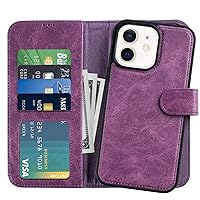 LUMARKE Designed for iPhone 12 Wallet Case, iPhone 12 Pro Case - Detachable Flip Folio Cover - 4 Card Slots Holder - Leather Magnetic Kickstand - Shockproof Protective Phone Case 6.1