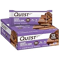 Quest Caramel Chocolate Chunk & Dipped Cookies & Cream Protein Bars Bundle, High Protein, Low Carb, Gluten Free, Keto Friendly, 12 Count (2 Packs of 12 Count Bars)