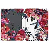 Case for Apple iPad Air 5th 2022 4th 2020 Gen 3th 10.2 12.9 Pro 11 10.5 9.7 Mini 6 5 4 3 2 1 Floral Red Closure Bright Leaves Blossom Flower Stand Design Print Rose Magnetic Peony Beautiful