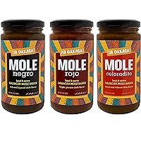 Ya Oaxaca - Mole Sauce Variety Pack - Negro, Coloradito, & Rojo - Blend of Smoked & Dried Chiles, Spices, & House Made Chocolate. Vegan, Non-GMO, Gluten Free. Great on Enchiladas. 3-12oz Jars.