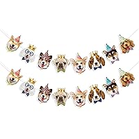 Dog Faces Banner Garland Dog Theme Birthday Party Supplies for Boys Girls Puppy Dog Party Decorations Pet Dog Birthday Banners Hanging Decor