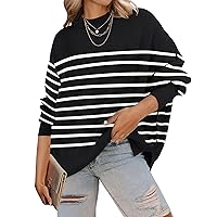 ZESICA Women's 2024 Fall Casual Long Sleeve Crew Neck Side Slit Oversized Ribbed Knit Pullover Sweater Tops