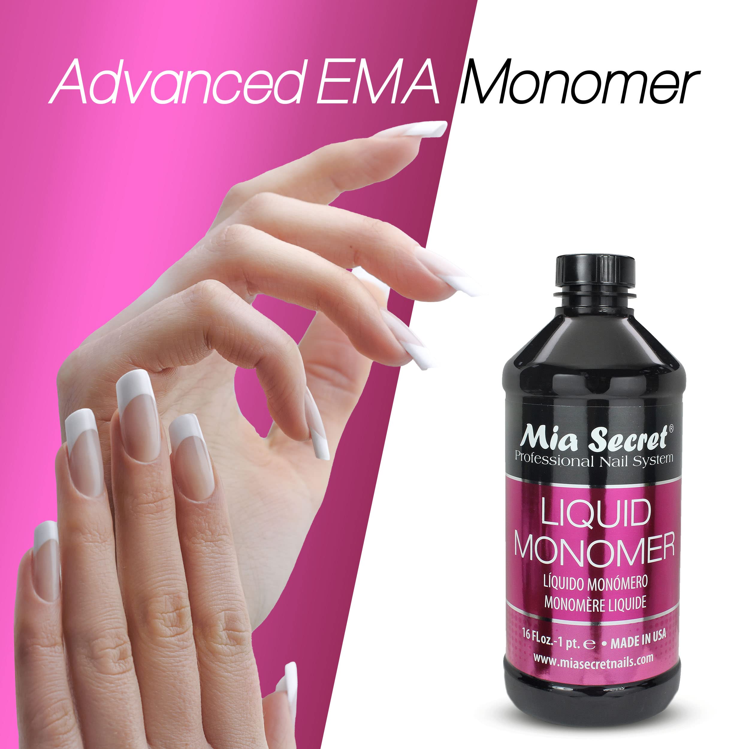 Mia Secret 16 oz Liquid Monomer - Professional Acrylic Nail Liquid for Acrylic Powder - EMA monomer - Nail Monomer Liquid - ema monomer Acrylic Nail Liquid