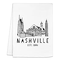 Nashville Skyline, Funny Flour Sack Kitchen Towel, Sweet Housewarming Gift, Farmhouse Kitchen Decor, White or Gray (White)