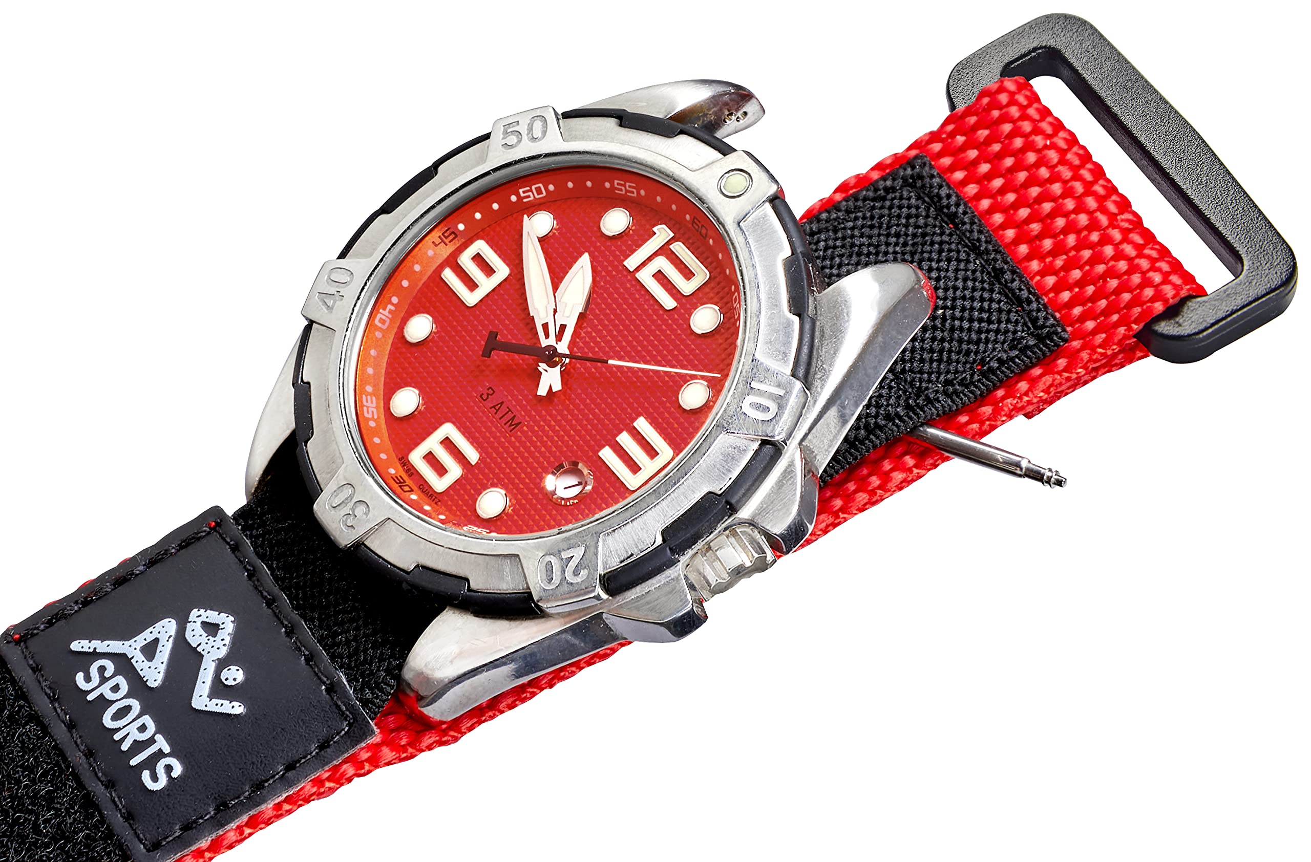 ALPINE Sporty Padded Nylon Fabric watch band - 16, 20, 22 mm (20MM, RED/ BLACK)