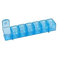 Ezy Dose Weekly (7-Day) Pill Organizer, Vitamin And Medicine Box, Large Push N' Pop Compartments, Clear Lids, Colors May Vary