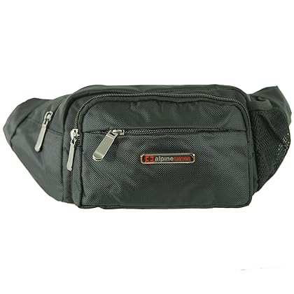 alpine swiss Men's Fanny Pack Travel Case Adjustable Belt Sport Pouch Waist Bag, Black, One Size