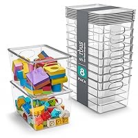 Sorbus Large Storage Containers with Lids - Small Plastic Storage Bins - Toy Organizers and Storage Bin - Clear Containers for Organizing (8 Pack)