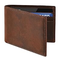Genuine Leather Wallet for Men, Real Leather Wallet with ID Window RFID Blocking 5 Card Slots Pocket Bifold Wallets Bifold Wallets Extra Capacity Bifold Wallet(Brown)