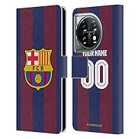 Head Case Designs Officially Licensed Custom Customized Personalized FC Barcelona Home 2023/24 Kit Leather Book Wallet Case Cover Compatible with OnePlus 11 5G