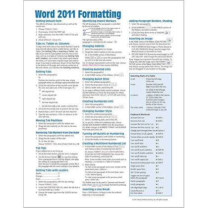 Word 2011 for Mac: Formatting (Intermediate) Quick Reference Guide (Cheat Sheet of Instructions, Tips & Shortcuts - Laminated Card)