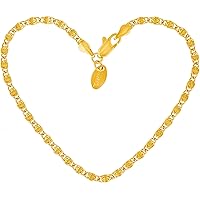 Lifetime Jewelry 3mm Diamond Cut Scroll Anklet for Women & Girls 24k Gold Plated Bracelet