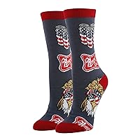 ooohyeah Women's Bald Eagle Patriotic Crew Socks, Funny Novelty Dress Socks, Ameri Can