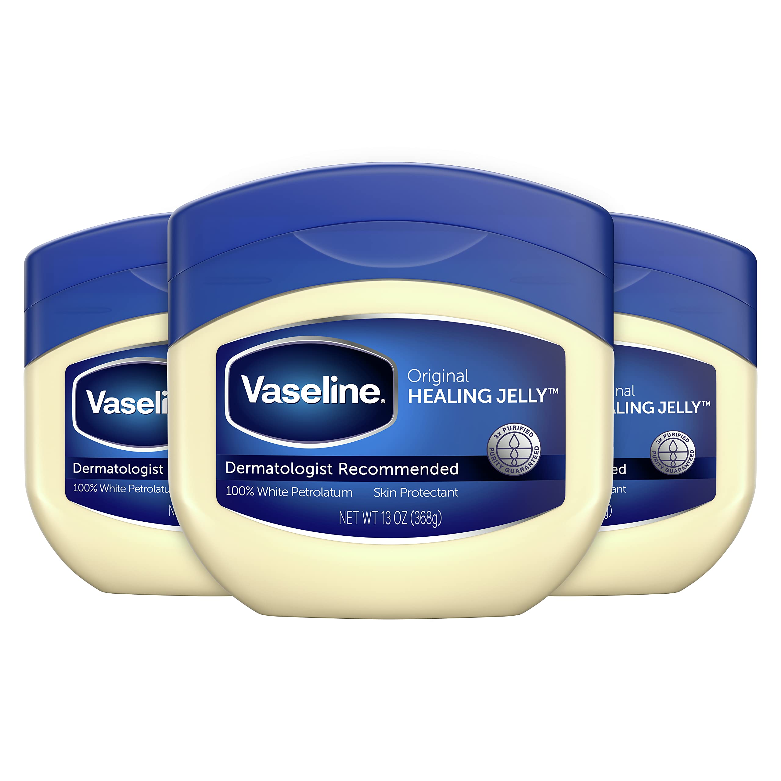 Vaseline Petroleum Jelly Original 3 Count Provides Dry Skin Relief And Protects Minor Cuts Dermatologist Recommended And Locks In Moisture 13 Ounce (Pack of 3)