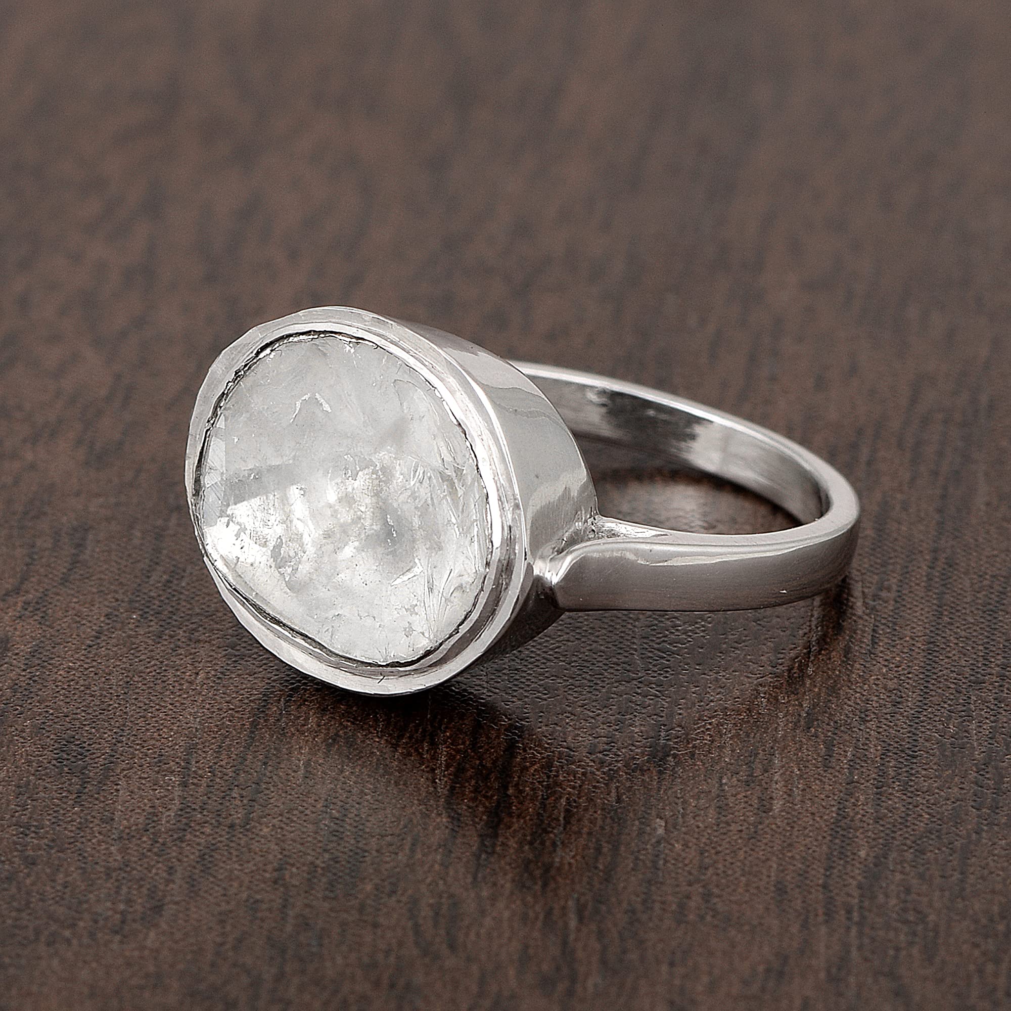 1.50 CTW Natural Diamond Polki Solitaire Ring 925 Sterling Silver Platinum Plated Slice Diamond Jewelry