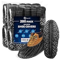 squish 200 Pack Shoe Covers Disposable Non-Slip, Black Non-Woven Fabric Boot Covers for Indoors Breathable Slip Resistant Durable Boot&Shoes Cover, Protector Covers Fits Virtually Most Shoes