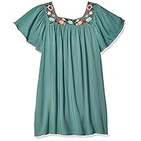 Angie Little Big Girls Embroidered Square Neck Dress