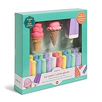 U Brands U Play Ice Cream Chalk Playset, Washable, Multicolored with 3 Shaped Pieces and 24 Sticks