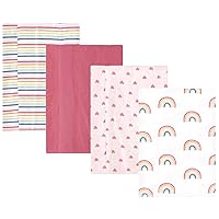 Hudson Baby Unisex Baby Cotton Flannel Burp Cloths, Creative Rainbow 4-Pack, One Size
