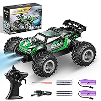 RC Cars,All Terrain Remote Control Car,2WD 2.4 GHz Off Road High Speed 20 Km/h RC Monster Truck Racing Cars with LED Headlight and Two Batteries, Xmas Gifts for Kid and Adults
