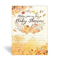 Fall Baby Shower Invitations with Envelopes, Girl Boy Fall Shower Invite, Autumn Floral Baby Shower, Gender Reveal Party,20 Fill in Style with Envelopes