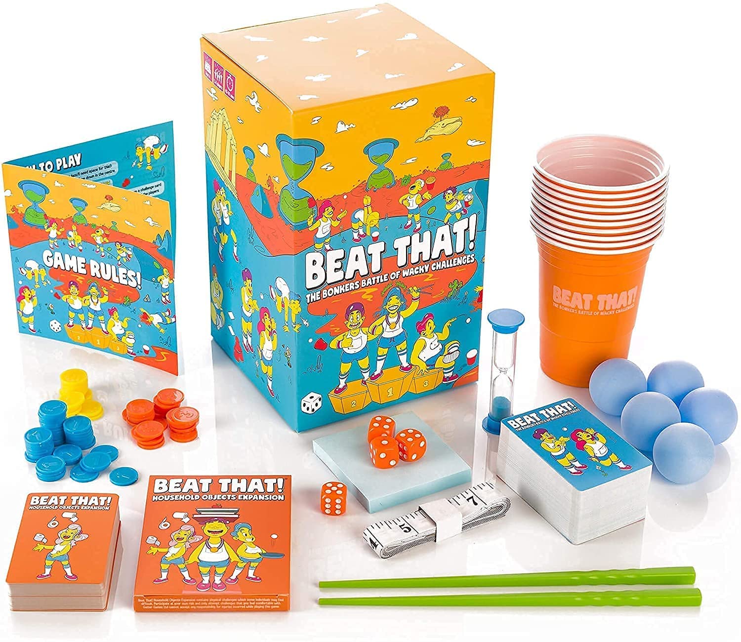 Gutter Games Beat That! Game and Household Objects Expansion Bundle [Family Party Game for Kids & Adults]