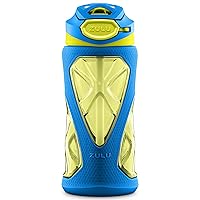 ZULU Torque 16oz Plastic Kids Water Bottle with Silicone Sleeve and Leak-Proof Locking Flip Lid and Soft Touch Carry Loop for School Backpack, Lunchbox, Outdoor Sports, BPA-Free Dishwasher Safe