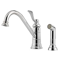 Pfister LG344PC0 Portland 1-Handle Kitchen Faucet with Side Spray, Polished Chrome, 1.8 gpm