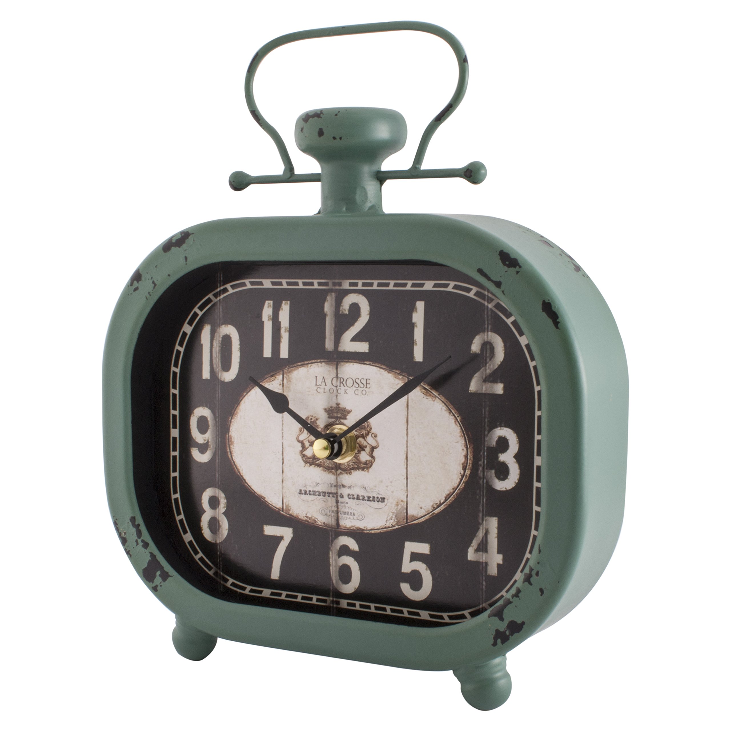 La Crosse 404-3425 Distressed Teal Metal Clock