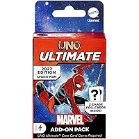 Mattel Games ​UNO Ultimate Marvel Card Game Add-On Pack with Spider-Man Character Deck & 2 Collectible Foil Cards, Gift for Collectors & Kids Ages 7 Years & Older