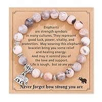 HGDEER Elephant Gifts for Women, Natural Stone Inspiration Strong Elephant Bracelet for Women Teen Girls