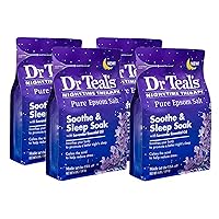 Dr Teal's Epsom Salt 4-pack (16 lbs Total) Nighttime Therapy Soak with Lavender Essential Oil