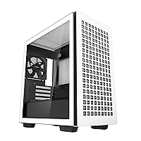 DeepCool CH370 WH Micro ATX Gaming Computer Case, 120mm Rear Fan Pre-Installed, Ventilated Airflow Design, Built-in Headphone Stand, White