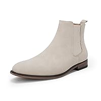Mens Chelsea Boot Slip On Pointed Toe Stacked Low Heel Faux Suede Casual Dress Boot