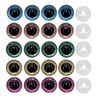 ARTCXC 1Box(20pcs)24mm Large Safety Eyes 5Colors Glitter Craft Eyes Plastic Animal Eyes with Washers for DIY of Puppet, Bear Crafts, Plush Animal Doll Making Supplies