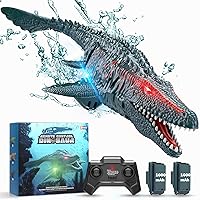 Remote Control Dinosaur, 2.4G Water Toys RC Boat with LED Lights Module Batteries Boat for Swimming Pool Lake Bathroom Bath Birthday Party Kids Boys Girls - Blue