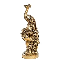 Vintage Antique Finished 7 inch Brass Peacock Sitting Showpiece Figurine
